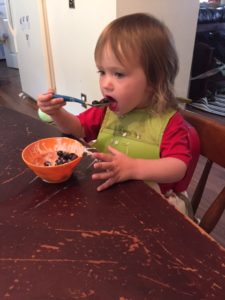 eating blueberries