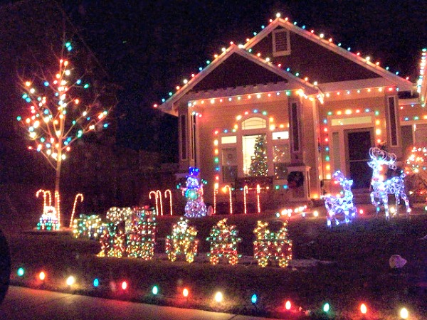 house, lights, Christmas