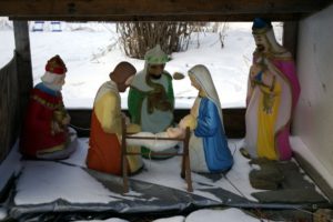 outdoor manger in winter