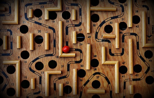 locally owned toy stores have unique toys like this wooden maze.