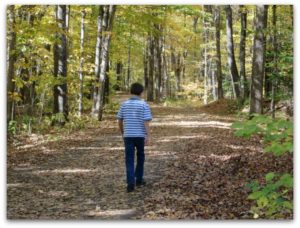 Son, walking, foliage, fleeting