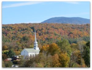 Stowe, church, foliage, fleeting moments