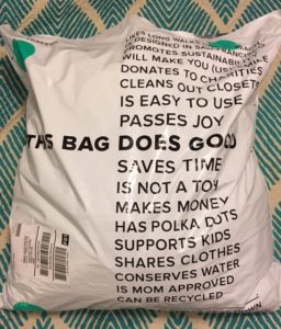 Clothing exchange bag from Thread Up.