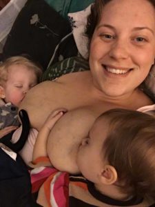 Two happy sleepy babies with my friend, and wet nurse.