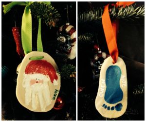 salt dough ornaments santa hand foot print