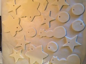 salt dough ornaments before baking.