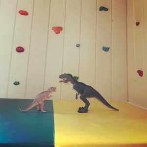 Dinosaurs talking in the playroom