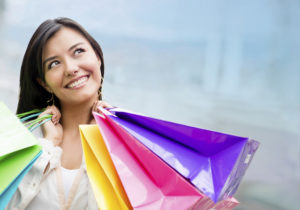 woman happy shopping without interruptions.