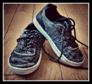 My son's black shoes and laces