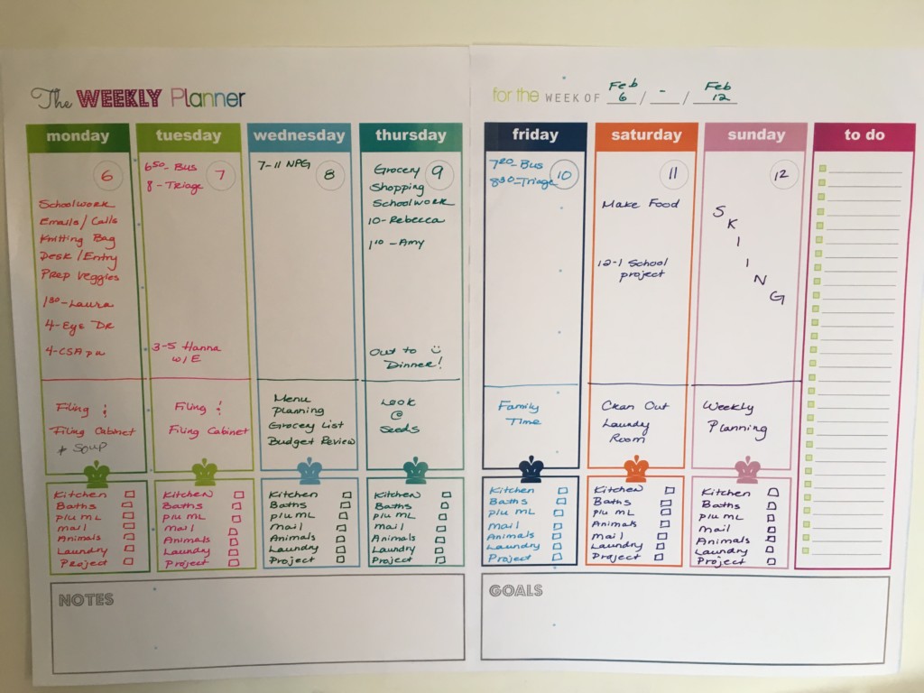 Our family calendar of chores helps us find peace and balance.