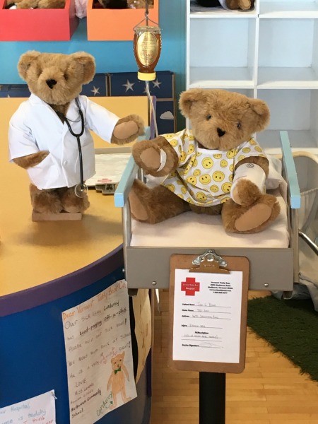 Teddy bear patients at the Vermont Teddy Bear Company hospital.