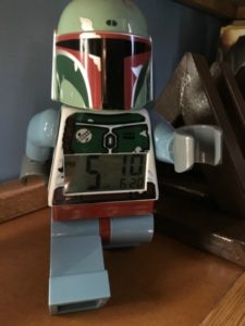 Motivating Boba Fett alarm clock for waking kids.