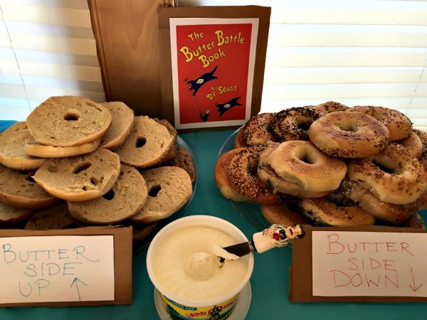 bagels, butter, book cover