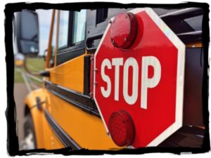 school bus with stop sign