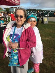 Hugging grandma as she enters her double digit years.