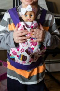My Son Wearing the Doll Mei Dai Carrier