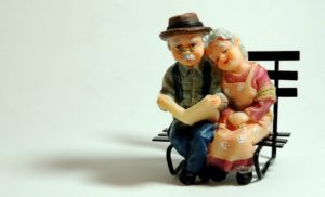 Older parents on park bench