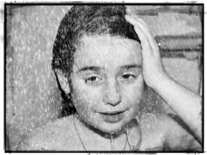 little girl in a shower