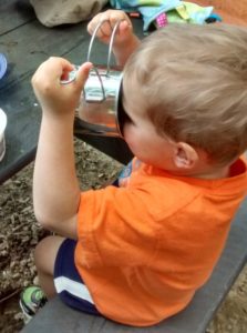 My son loves to use special camping cups.