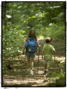 reluctant hikers on a trail