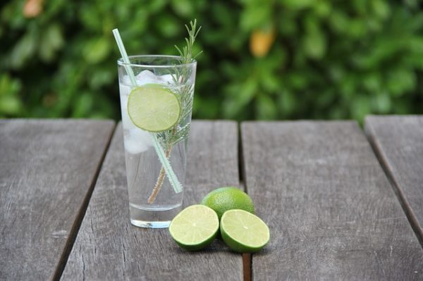lime and rosemary in beverage