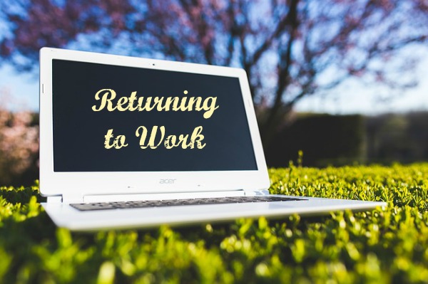 Working Mom Chronicles: Returning to Work after Staying Home with Children laptop with words "returning to work"