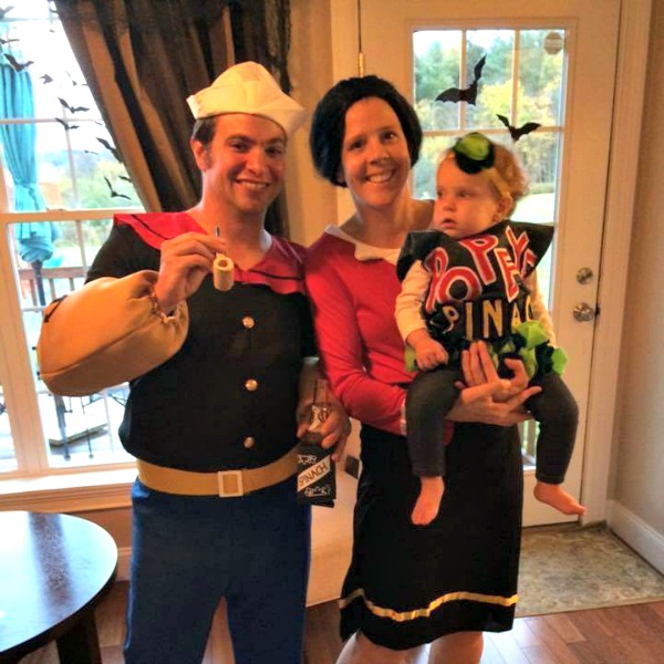 family costume, man, woman, baby