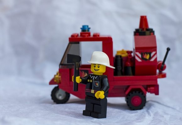 Fire Safety: Effectively Improving Your Kids’ Knowledge A Lego firefighter and truck I could use when discussing fire safety with my children.