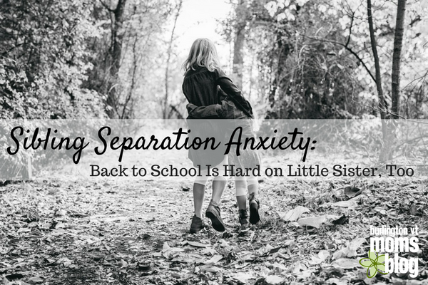 Sibling Separation Anxiety: Back to School Is Hard on Little Sister, Too. Siblings walking together in woods.