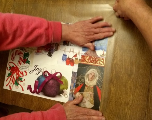 Smoothing out the air bubbles of the holiday placemats