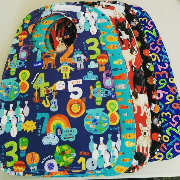 Hand-sewn toddler bibs from Vermont business Kat's Paws