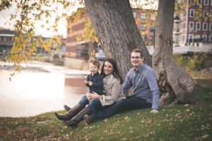 family by water