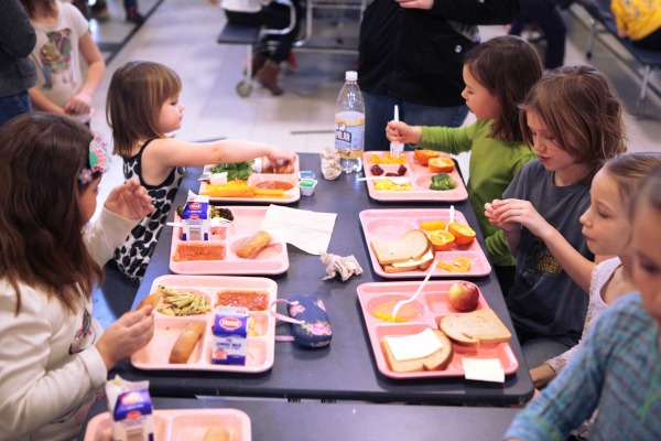 cafeteria, lunch, tray, kids
