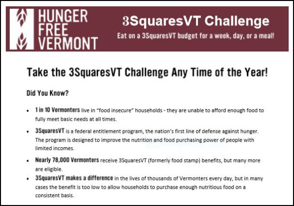 3SquaresVT, Hunger Free Vermont