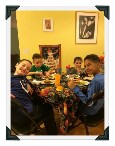 grateful children at table