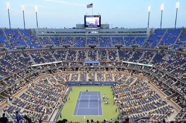 View from second tier of Arthur Ashe stadium in New York City. stadium, heights, sports, arena