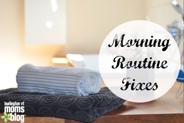 Morning Routine Fixes for a Calmer Start to the Day bathroom with words "morning routine fixes"
