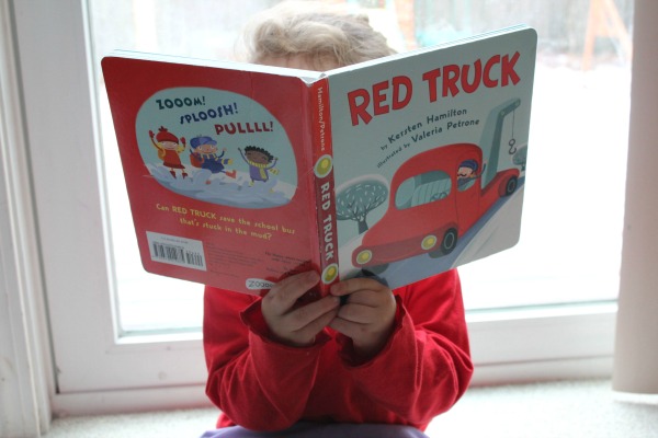 Reading Red Truck: one of our favorite board books.
