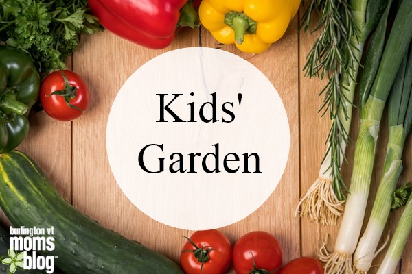 Kids’ Garden – Plants the Whole Family will Appreciate vegetables on a cutting board and the words "kids' garden"