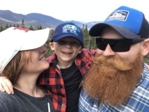 family, hats, mom, dad, son