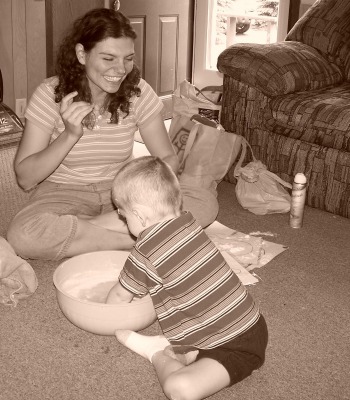 speech-language pathologist working with early intervention client.
