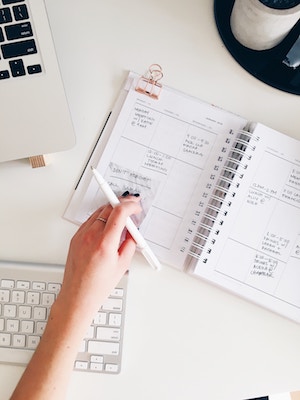 planner, computer, pen, scheduling, managing