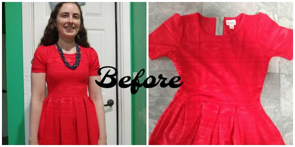 a red dress with short sleeves
