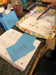 flash cards, writing, teaching