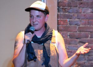 meredith performing stand up comedy