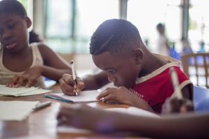 student writing