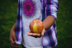 Child holding apple