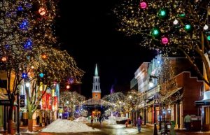 church street, street, christmas lights