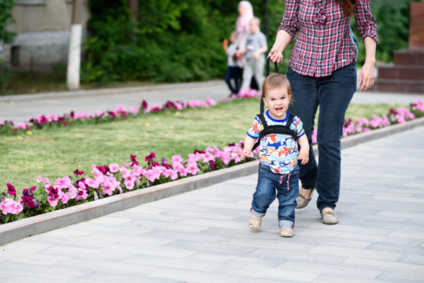 tethered child and mom