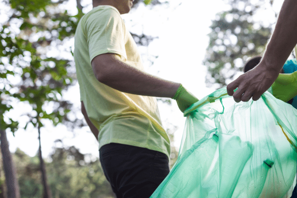 Picking up trash